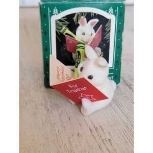 Hallmark Teacher 1988 AS IS ornament Xmas bunny